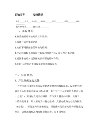 大物实验光的偏振实验报告
