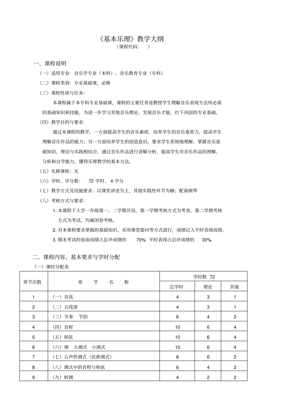 1《基本乐理》教学大纲_第1页