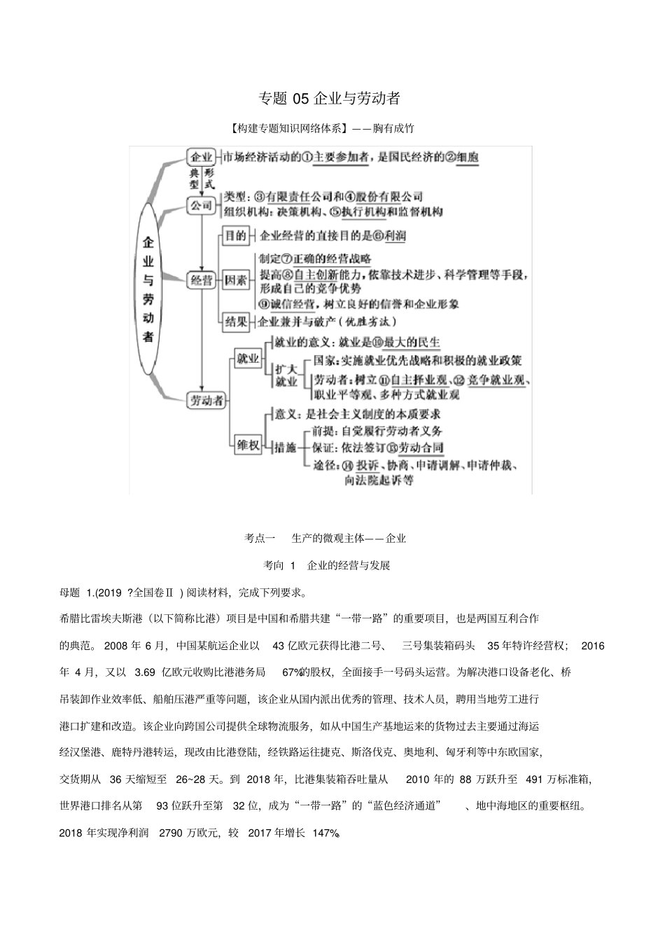 企业与劳动者-高考政治真题专题分类汇编_第1页