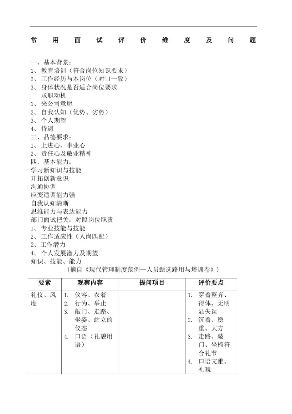 人力资源人才测评常用面试评价维度及问题_第2页