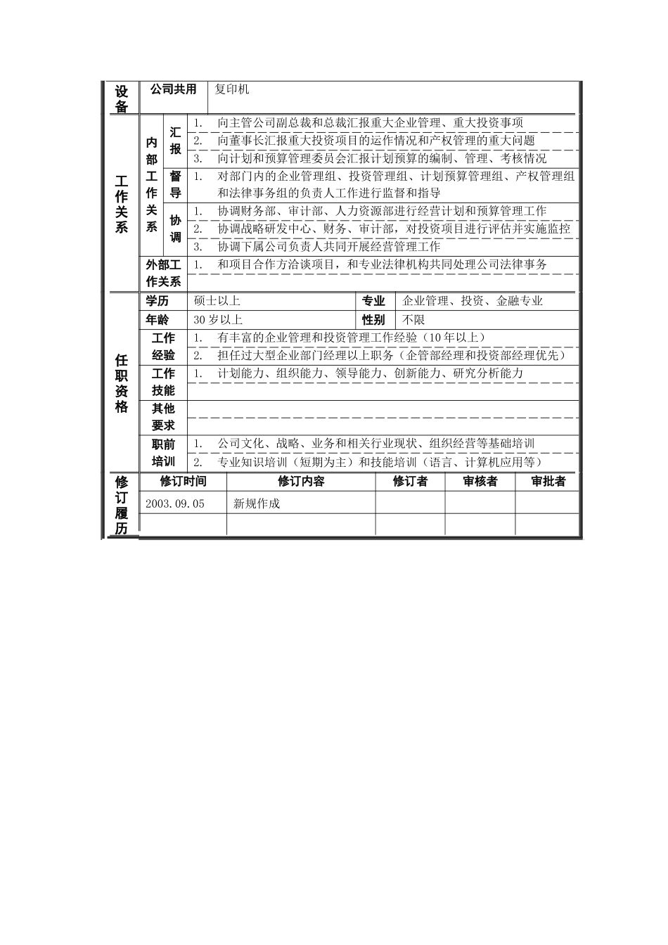 岗位说明书——企业管理部总经理_第2页