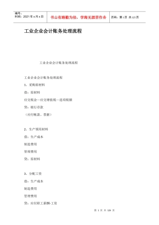 工业企业会计账务处理流程概论