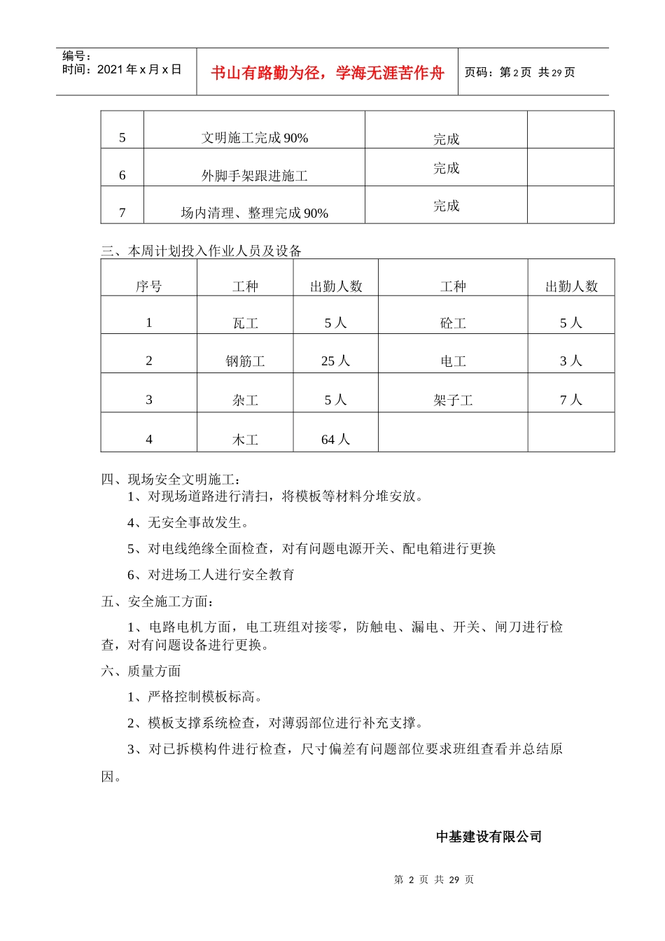 工程进度计划周报表_第2页