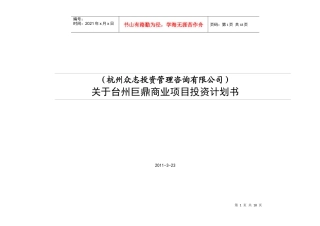 巨鼎项目投资计划书