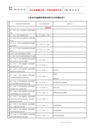 已发布的电磁兼容国家标准及对应的需检项目