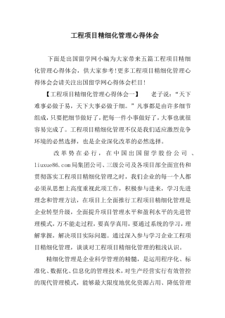 工程项目精细化管理心得体会(DOC31页)
