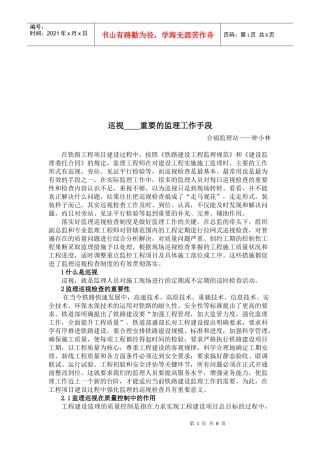 巡视--重要的监理工作手段概述