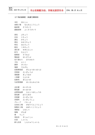工厂内日语词汇