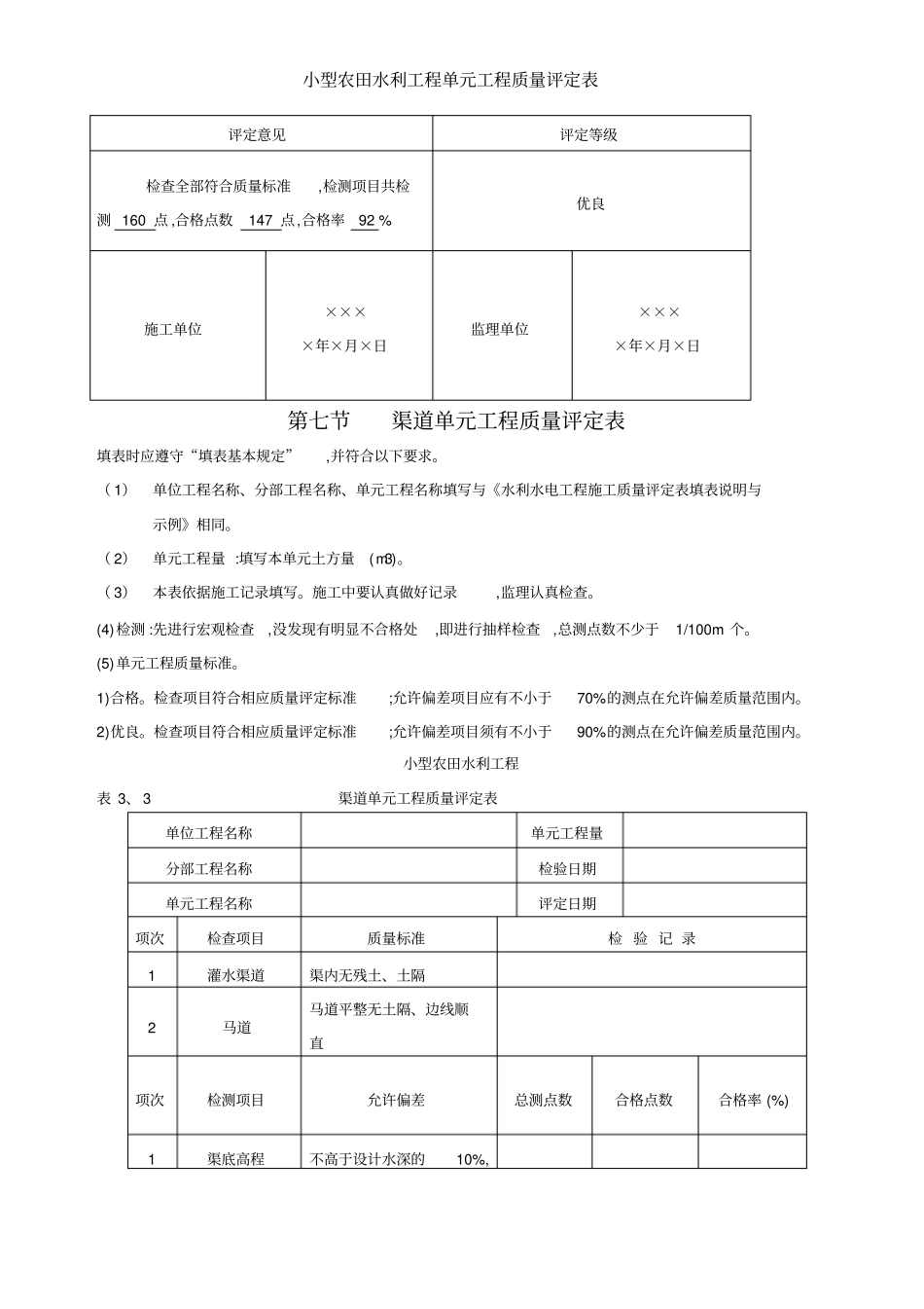 小型农田水利工程单元工程质量评定表_第3页
