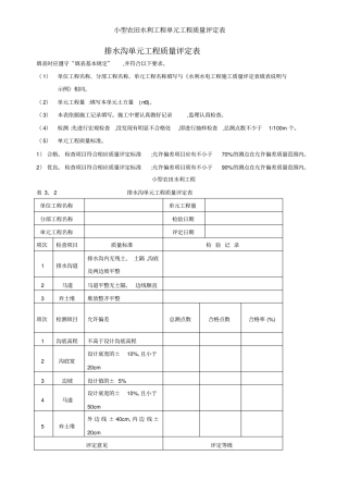 小型农田水利工程单元工程质量评定表