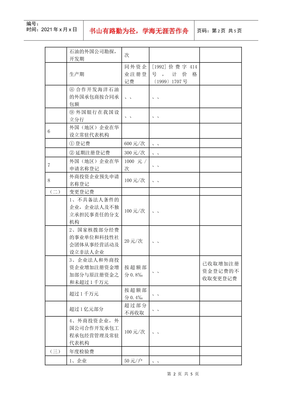 工商行政管理收费项目及标准_第2页