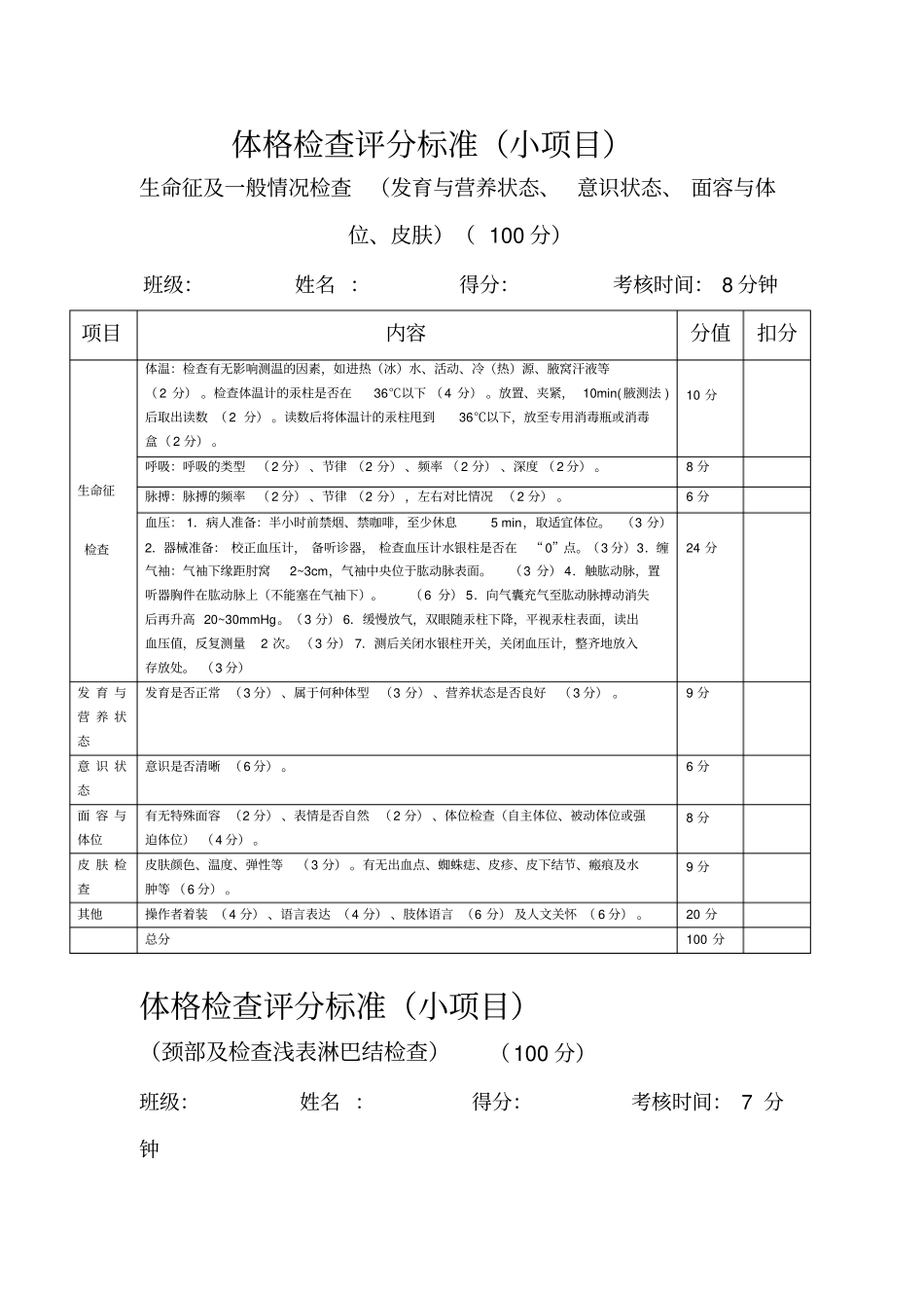 体格检查评分标准_第1页
