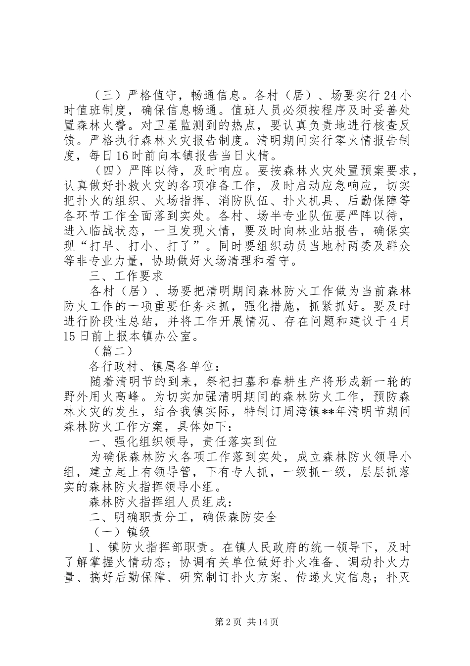 春季森林防火工作方案（共5篇）_第2页