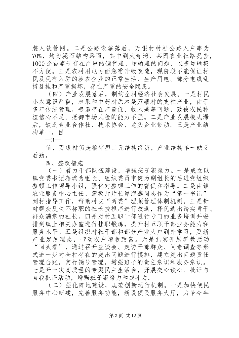 XX年巷口镇万银村党总支部后进整顿方案_第3页