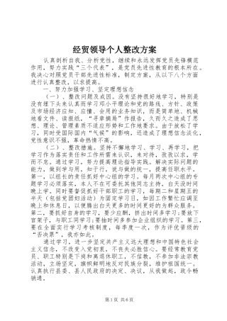 经贸领导个人整改方案