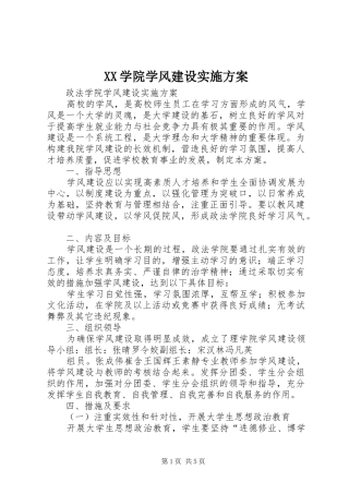 XX学院学风建设实施方案