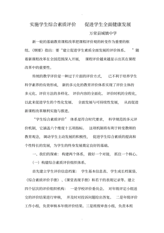 实施综合素质评价-促进学生全面发展