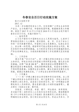 冬春安全百日行动实施方案