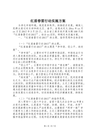 红盾春雷行动实施方案