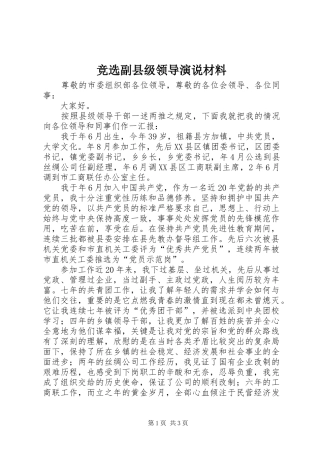 竞选副县级领导演说稿材料