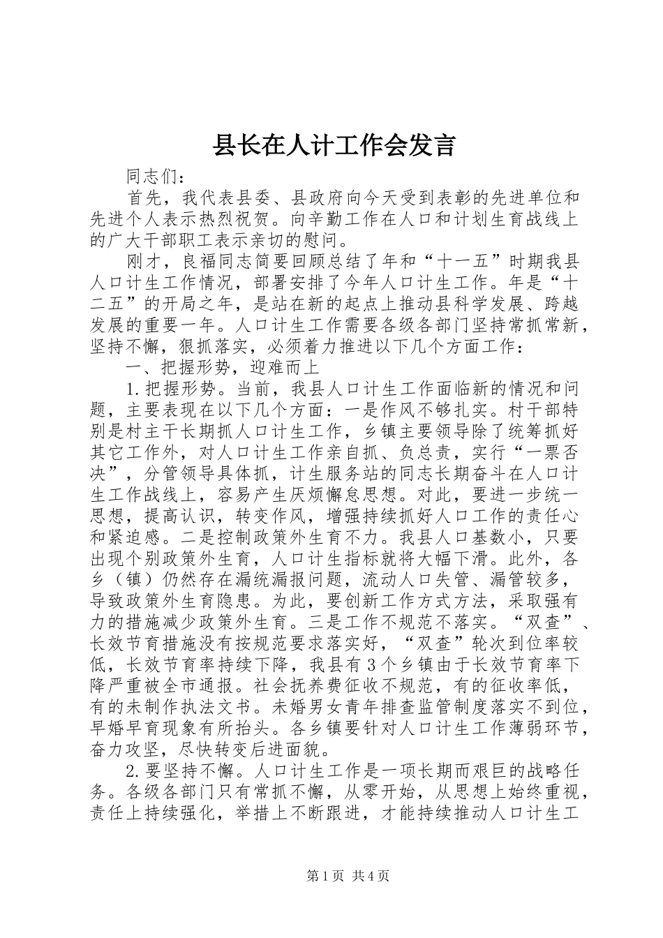 县长在人计工作会发言稿_第1页
