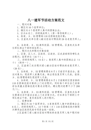 八一建军节活动方案范文