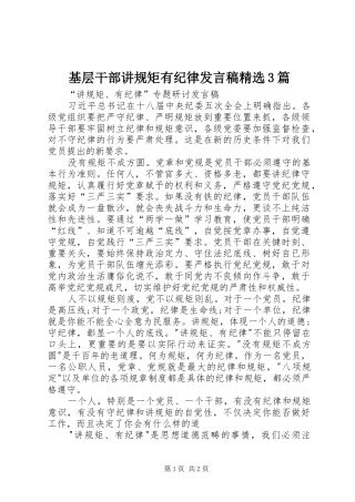 基层干部讲规矩有纪律发言精选3篇(3)