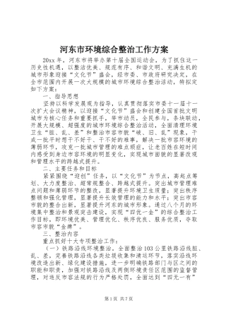 河东市环境综合整治工作方案