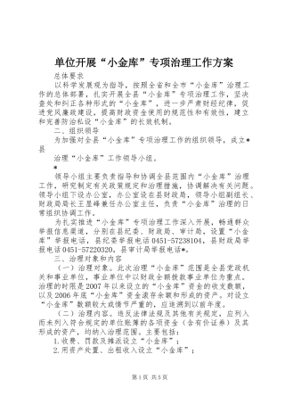 单位开展“小金库”专项治理工作方案