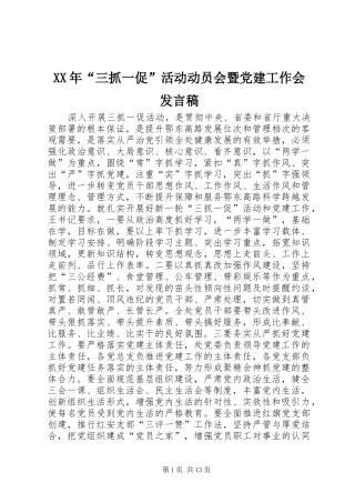 XX年“三抓一促”活动动员会暨党建工作会发言