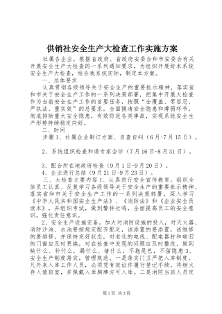 供销社安全生产大检查工作实施方案