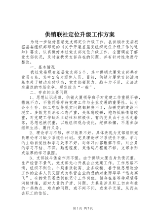 供销联社定位升级工作方案