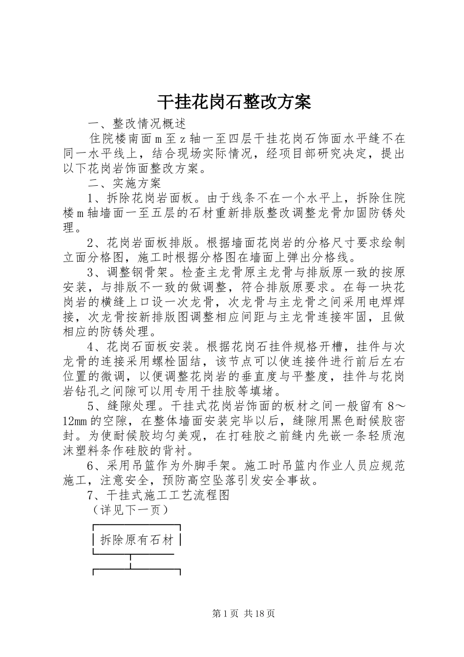 干挂花岗石整改方案_第1页