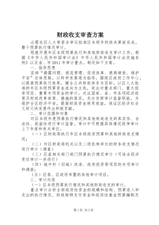 财政收支审查方案