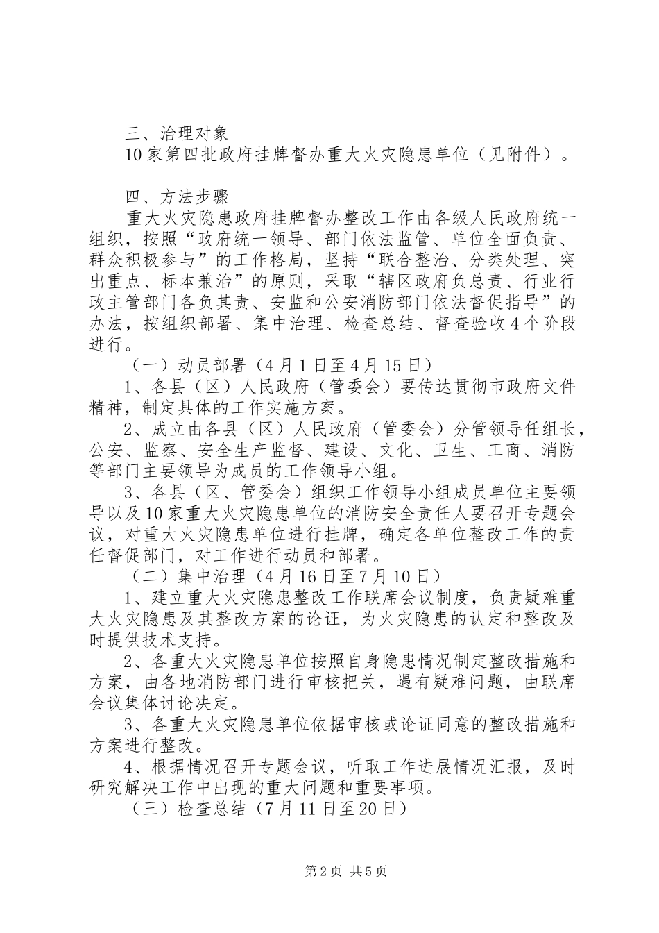 XX市重大火灾隐患政府挂牌督办整改工作方案_第2页
