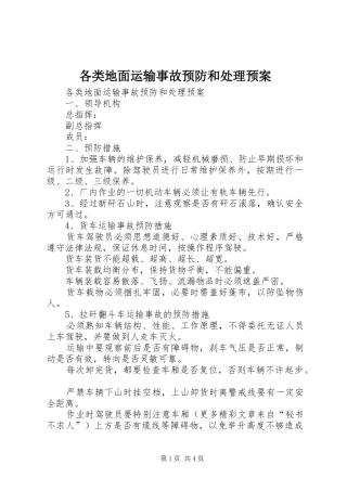 各类地面运输事故预防和处理预案