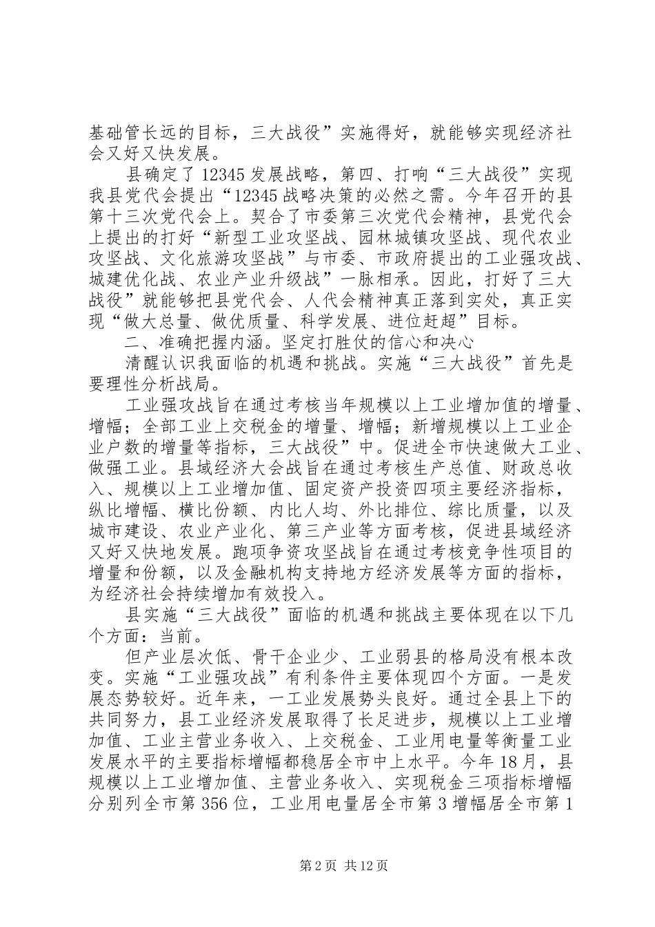 县长在三大战役专题会发言稿_第2页