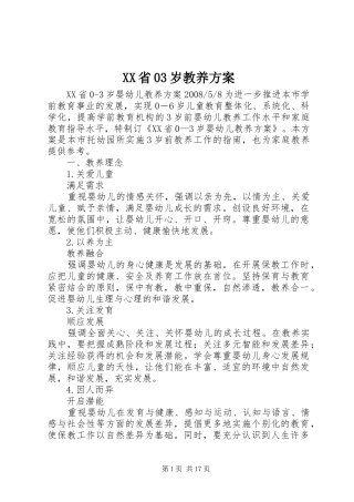 XX省03岁教养方案
