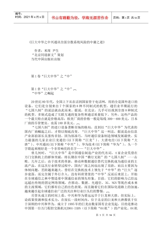巨大中华之中兴通讯全面分散系统风险的中庸之道（DOC56页）