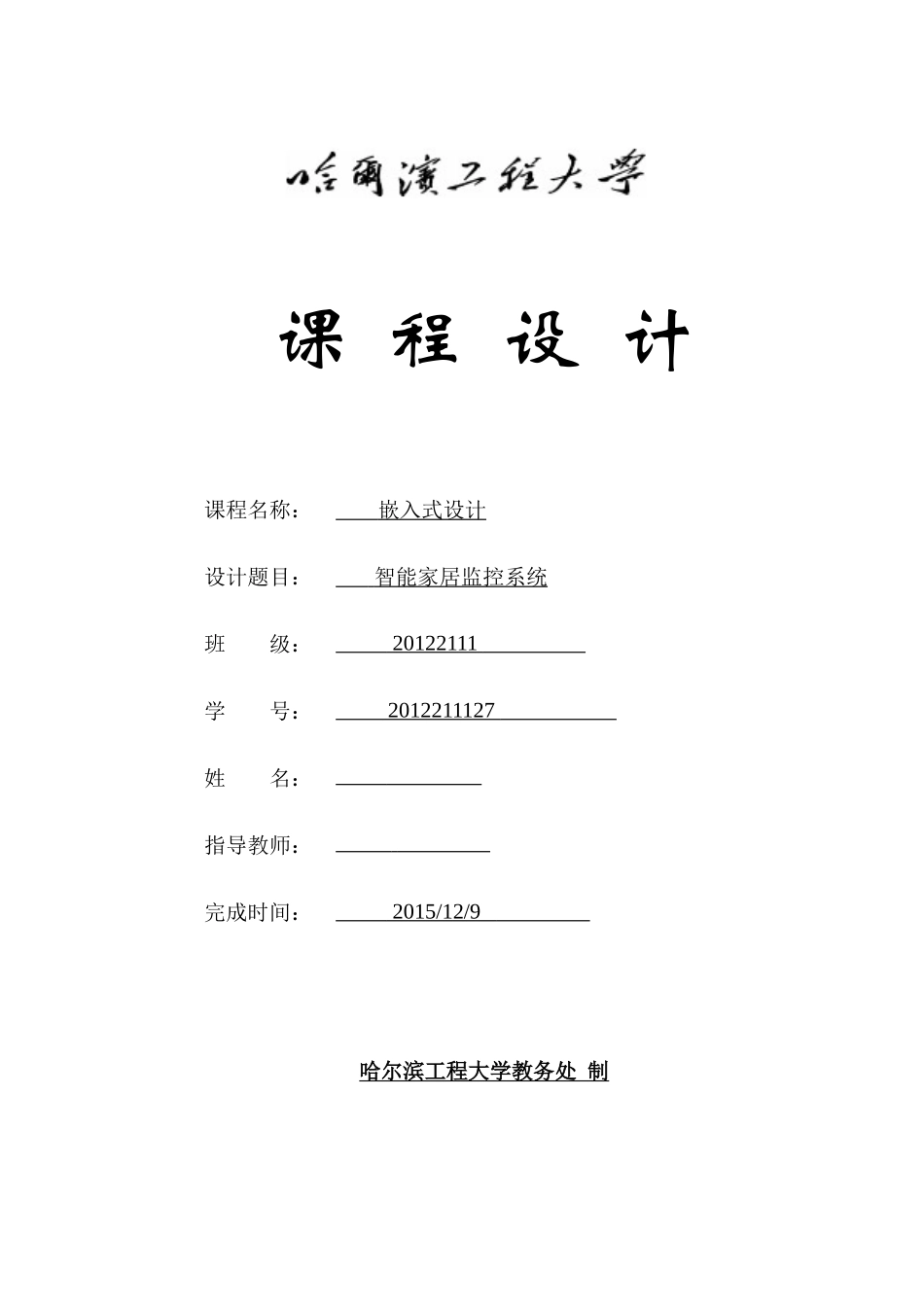 嵌入式项目书_第1页