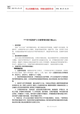 市中医院护士分级管理细则