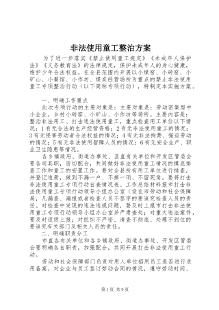 非法使用童工整治方案