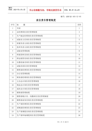 岗位责任管理制度