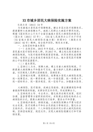 XX市城乡居民大病保险实施方案