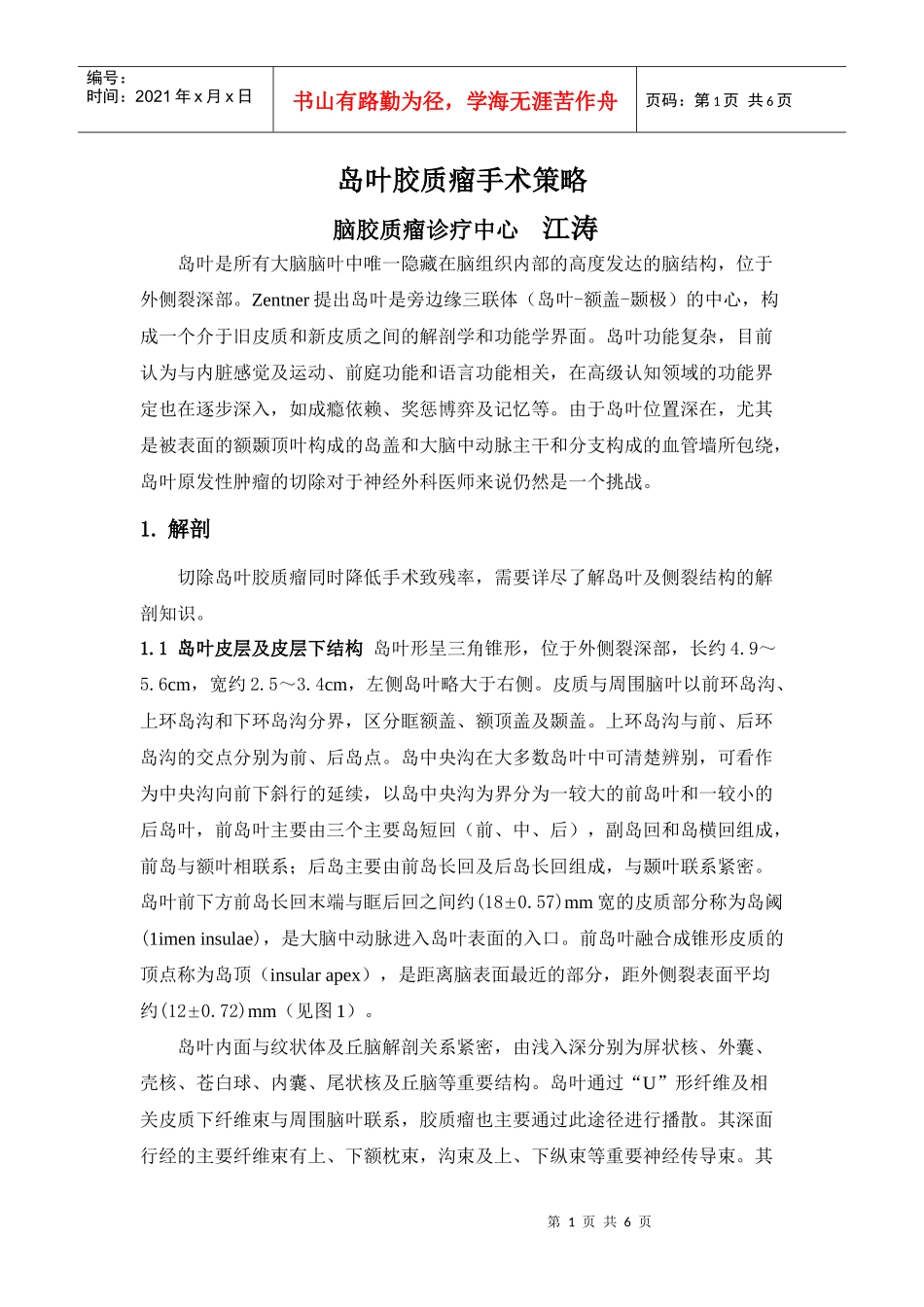 岛叶胶质瘤手术策略doc-北京三博脑科医院_第1页