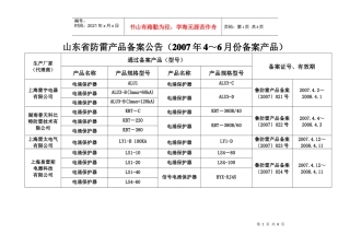 山东省防雷产品备案公告表