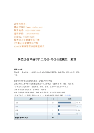 岗位价值评估与岗位价值模型