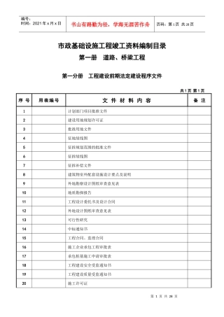 市政工程资料目录2