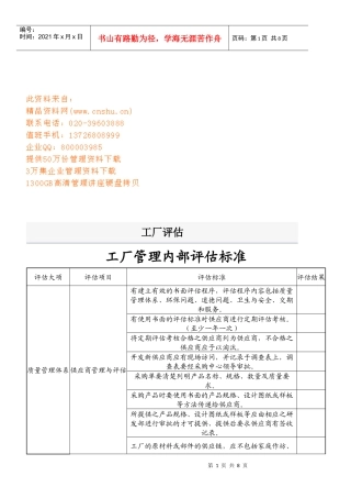 工厂管理内部评估标准介绍