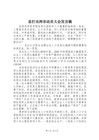 县打击两非动员大会发言